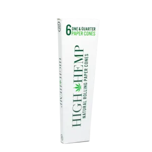 High Hemp Natural Rolling Paper Cones come in a pack of 6