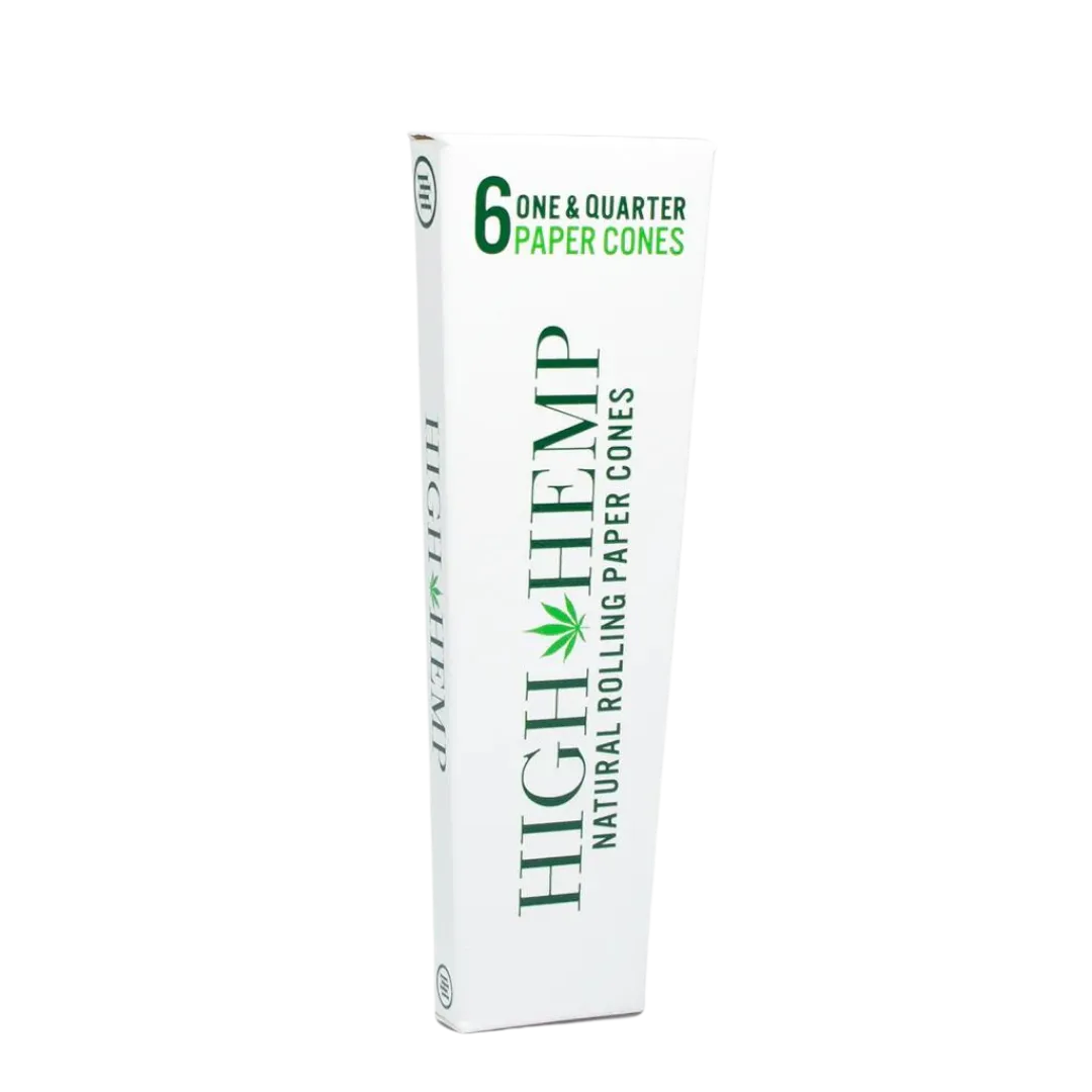 High Hemp Natural Rolling Paper Cones come in a pack of 6