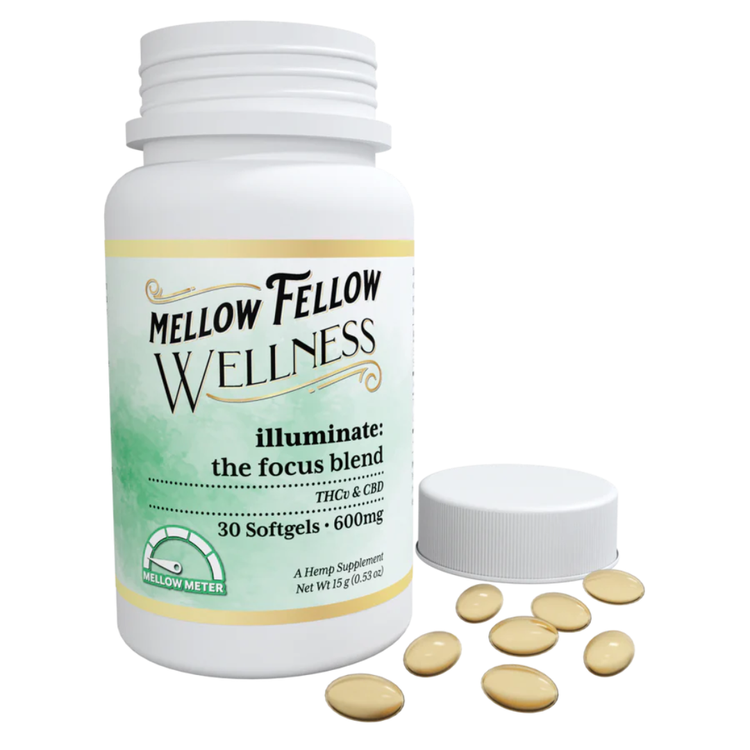 Mellow Fellow Illuminate Soft Gels contain THCV and CBD