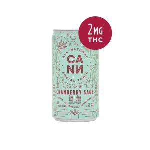 CANN CBD/THC Microdose Cranberry Sage Seltzer contains 2mg THC and 4mg CBD per can