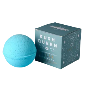 Kush Queen Relax THC/CBD Bath Bomb contains 25mg THC and 25mg CBD