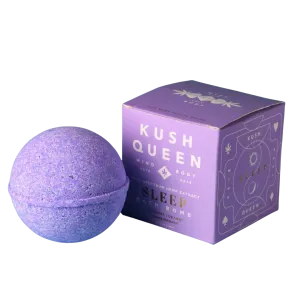 Kush Queen Sleep THC/CBD Bath Bomb contains 25mg THC and 25mg CBD