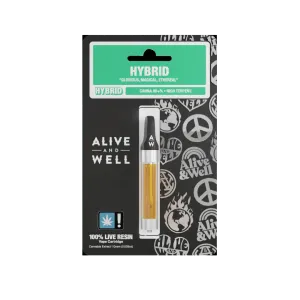 Alive & Well Runtz Live Resin THCA Vape Cartridge is a Hybrid cannabis vape