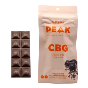 East Fork Cultivars CBG Dark Chocolate contains 30mg CBG per piece