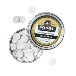 Forge Hemp THCV Lemon Drop Chewable Tablets contain 10mg THCV