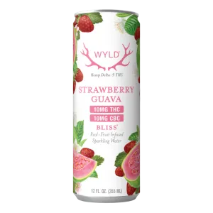 Wyld Strawberry Guava THC/CBC Seltzer contains 10mg THC