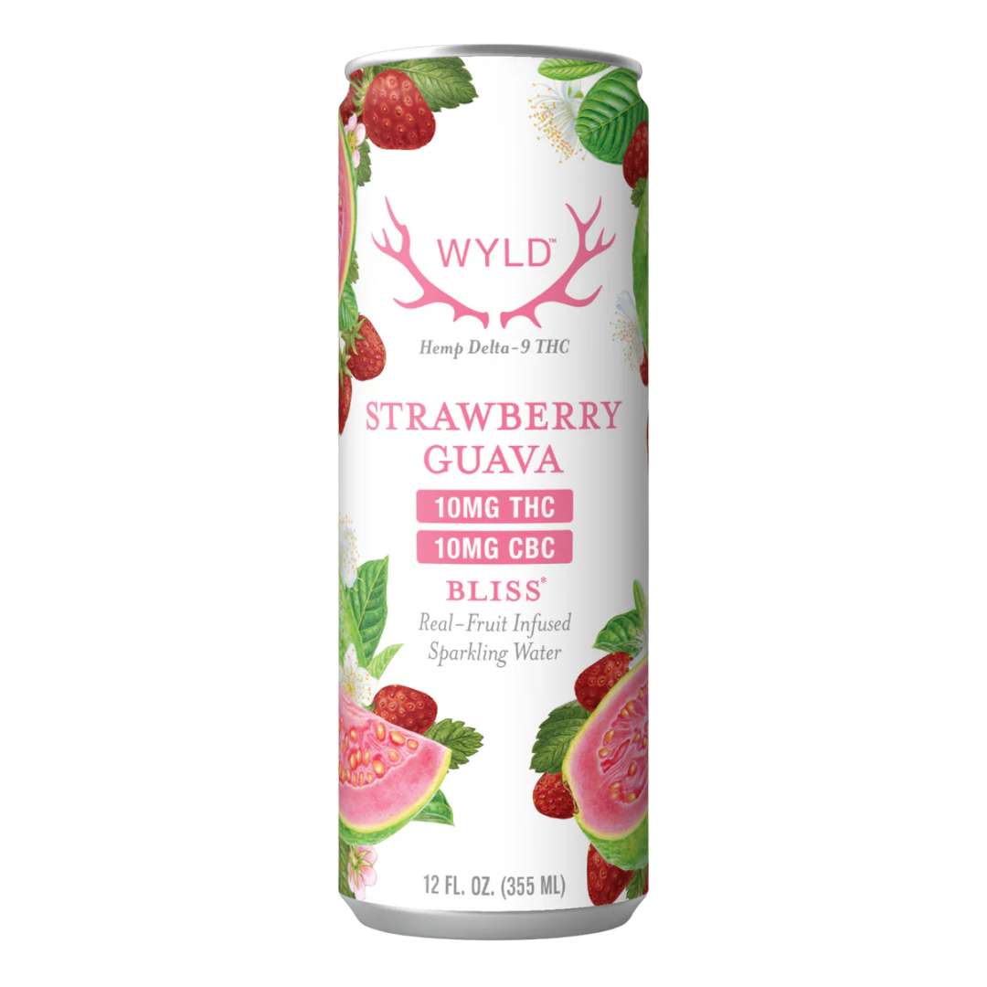 Wyld Strawberry Guava THC/CBC Seltzer contains 10mg THC