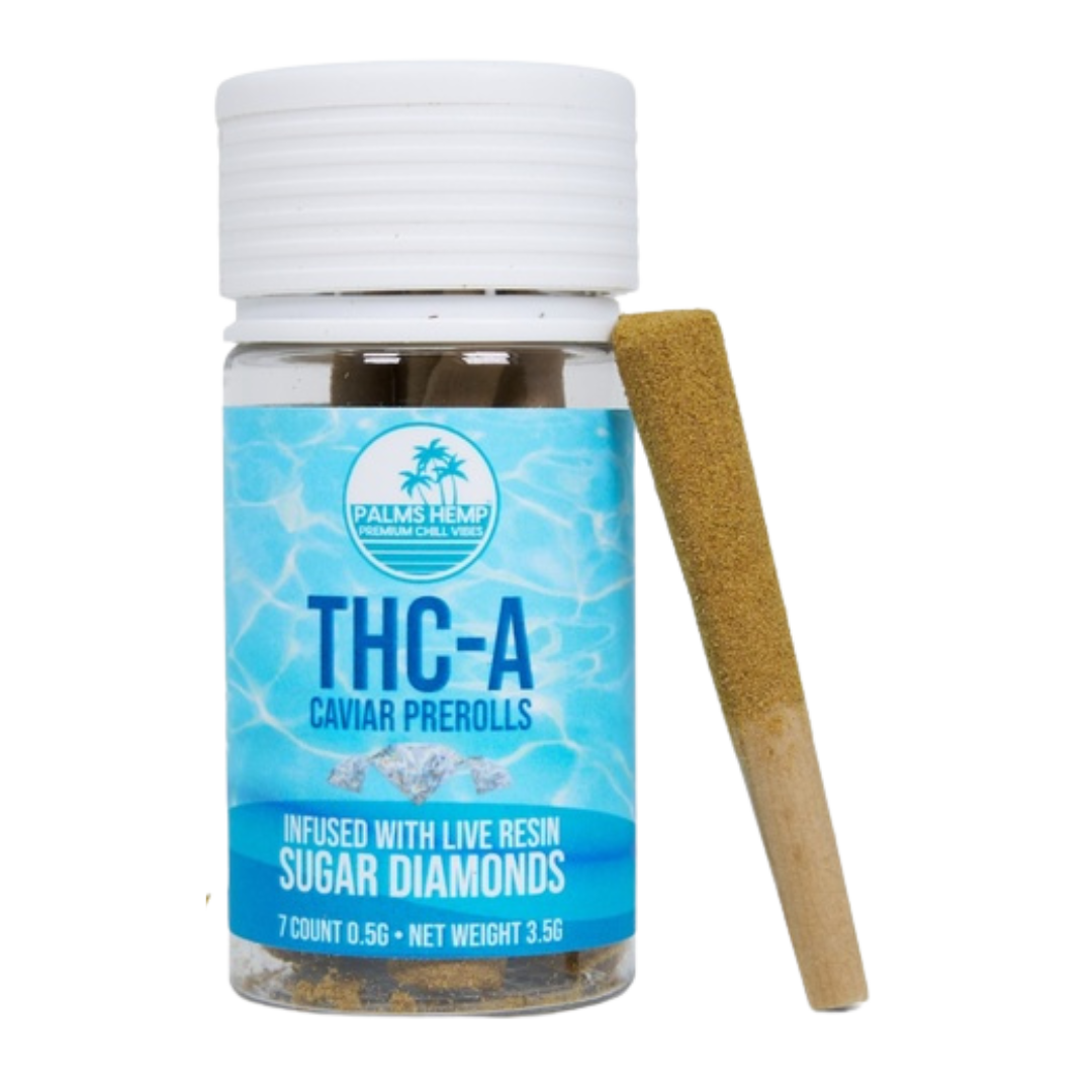 Palms Hemp Mr. Nasty THCA Diamond Infused Prerolls are Indica cannabis mini prerolls