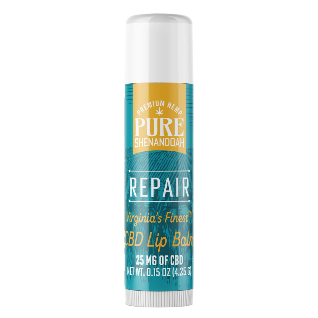 Pure Shenandoah Repair CBD Lip Balm contains 25mg CBD