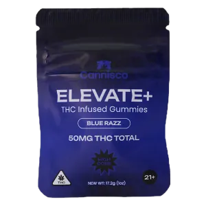 Cannisco THC/CBD Blue Razz Gummies, a hemp-derived THC and CBD edible gummy 2-pack